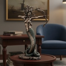 14.1-Inch Furious Medusa Bronze Finish Resin Statue - Hand-Painted Artistry picture