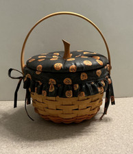 Longaberger 1996 Pumpkin Basket w/Halloween Liner Protector Fabric Lid picture