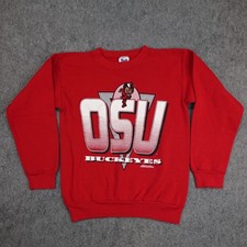 Vintage Ohio State Buckeyes Sweatshirt Mens Medium Red Crewneck Brutus TNT 90s picture