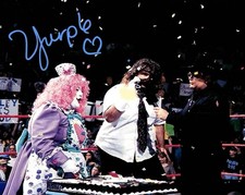 WWF Yurple The Clown Hand Signed Mankind 1999 Jim Ross WWE Wrestling 11X14 Photo picture