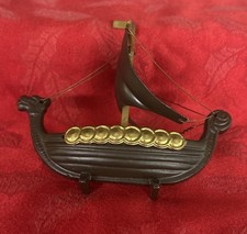 Viking Norwegian Longship Warship Pewter Boat Display, 5”by 5”From Helvik 1997 picture