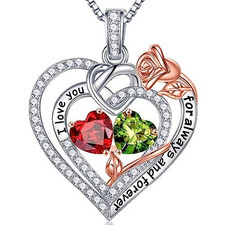 Iefil Rose Heart Gifts for Women Wife, Anniversary 01-08-Jan-Aug Birthstone picture