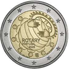 2026 Portugal € 2 Euro UNC Coin - ROTARY CLUB in PORTUGAL 100 Years picture
