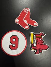 (3) VINTAGE CLASSIC RETRO BOSTON RED SOX TED WILLIAMS LOGO PATCHES NEW-OLD STOCK picture
