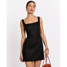 Few Moda Zadie Linen Black Mini Dress Women Size M NWT picture