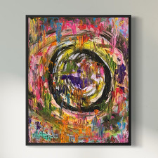 “Riot” Original Retro Modern Oil acrylic painting SIGNED FT art 16 X 20 picture