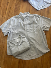 Lot of 2- WearGuard Men's 2XL Blue/White Striped Woven Short Sleeve Button Up picture