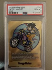 Bandai 2025 DBS FW SB01 Energy Marker E-49 Gold Foil Son Goku PSA 10 picture