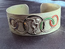 Rare 1932 Los Angeles Olympics Souvenir Cuff Bracelet w/ Enamel Rings, vintage picture