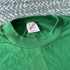 Vintage Jerzees Shirt Mens Large Green Blank 50/50 Tee Crewneck Made In USA 80s picture
