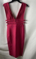 Bebe Women's Plunge Neck Bandage Dress Vivacious Purple Bodycon NWT Sz S picture