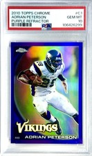 POP 2 2010 TOPPS CHROME ADRIAN PETERSON PURPLE REFRACTOR /555 PSA 10 #C1 VIKINGS picture