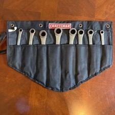 Craftsman USA 8 Pc Ratcheting Box End Wrench Set with Original Roll Case Vintage picture
