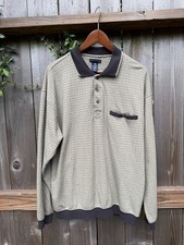 Knightsbridge Long Sleeve Polo Shirt Size Large Plaid Geometric Vintage picture