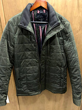 Ted Baker Men's Green Quilted Full Zip Jacket w/ Pockets Stand-Up Collar L picture