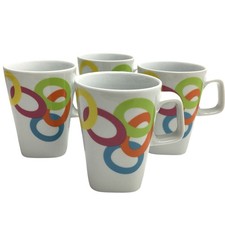 Lot of 4 Abstract Circles Coffee Mugs Maveko by Kahla Retro Mid Century Modern picture