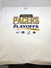 Vintage 2014 Indiana Pacers Playoffs Shirt XL Gildan Heavy Cotton White NBA Tee picture