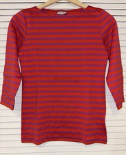 Marimekko Tarasaita Women's 3/4 Sleeve Red Purple Stripe Boat Neck Shirt XS picture