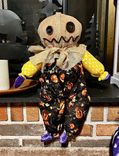 Handmade Primitive Halloween Pumpkin Doll Shelf Sitter 17” Burlap Folk Art picture