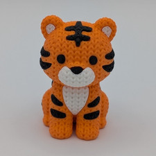 3D Printed Tiger Figure, Crochet Texture Desk Decor, Knit Animal Gift picture