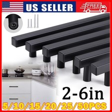 Modern Square Cabinet Handles Pulls Kitchen Drawer Stainless Steel Matte Black picture