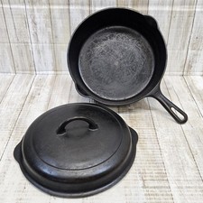 Griswold #8 Deep Cast Iron Chicken Fryer 777 Skillet w/ 1098B Lid - VTG Rare HTF picture