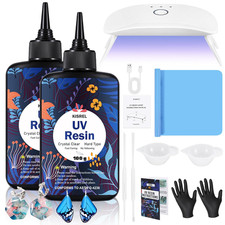 KISREL UV Resin Kit with Light, 200G Hard Type Clear UV Resin and UV Light picture