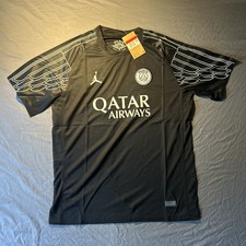 PSG Air Jordan Black Soccer Jersey US Size L Black picture