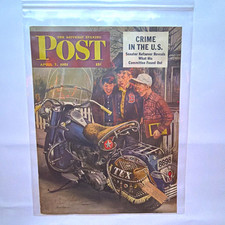 Saturday Evening Post COVER “Tex’s Motorcycle” April 7, 1951 picture