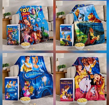 Disney VHS Throw Blanket Set of 4 Toy Story Lion King Cinderella Beauty Beast picture