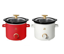 Beautiful 2 qt Slow Cooker Set 2-Pack, White Icing and Tomato Red Drew Barrymore picture