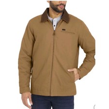 NWOT Wrangler Men's M Brown Canvas Barn Jacket  Corduroy Collar Quilted Lining picture