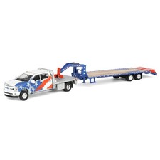 1/64 2020 Ford F-450 Dually Flatbed Pickup Truck with Trailer, USA 250, 51743-B picture
