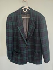 Donny Brook Tartan Plaid Christmas Preppy Wool Blazer Size 16 picture