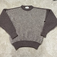 Vintage Carbery Hand Fashioned Ireland Wool Sweater Men’s L Brown Cream Chunky picture
