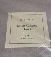 New Magnolia Market Home Dove 55% Linen - 45% Cotton King/Cal King Duvet. NIP picture