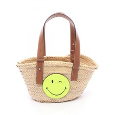 LOEWE Basket Small Smiley World Handbag A223S93X07 leather Raffia Yellow Used picture