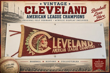 Vintage c1948 Cleveland Indians AL Champions Felt Pennant + Acrylic Display picture
