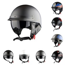 DOT 1Storm Motorcycle Half Face Helmet Mopeds Scooter Inner Visor Matt Black picture