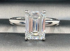 2.00Ct EF-VS1 Emerald Cut Lab Grown Diamond Ring IGI Certified 14k White Gold picture