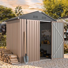 Heavy‑Duty Metal Outdoor Storage Shed with Lock‑Gate, Utility Tool Organizer picture