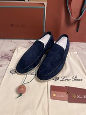 Loro Piana Suede Summer Walk Loafers Men Size EU 43 US 10 Navy Blue picture
