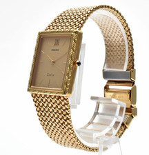 Vintage 1987 [N MINT] SEIKO Dolce 9531-5100 Gold Square 25mm Men's Watch JAPAN picture