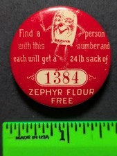 Vintage Zephyr Flour Employee Pinback Pin picture