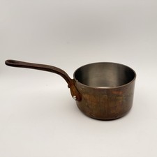 VTG Atelier du Cuivre Villedieu French Heavy Copper Saucepan 4.75 Cast Iron Hand picture