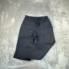 Carhartt B01 Pants Mens 38x32 Black Loose Straight Firm Duck Double Knee Work picture