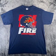 Vintage Birmingham Fire Shirt Mens Large Blue World Football League USA NFL 90s picture