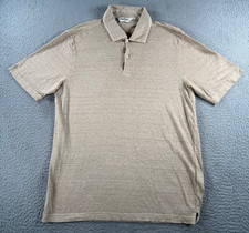 Gran Sasso Polo Shirt Mens 50 Tan Linen Blend Short Sleeve Italy Luxury Summer picture