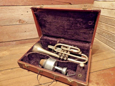 Vintage Collegiate By Holton Cornet silver And Brass W/Case picture