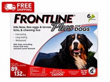FRONTLINE Plus Flea & Tick Control Dogs 89-132 lbs 6 Doses New Sealed picture